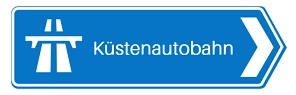 Autobahnschild mit der Bezeichnung Küstenautobahn&nbsp;&copy;&nbsp;Samtgemeinde Oldendorf-Himmelpforten