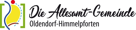 Schwarzer Schriftzug Die Allesamtgemeinde Oldendorf-Himmelpforten und ein buntes Logo&nbsp;&copy;&nbsp;Samtgemeinde Oldendorf-Himmelpforten