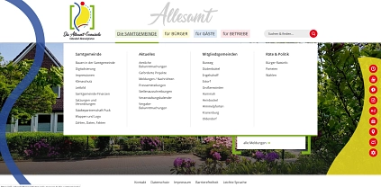 Aufgeklapptes Hauptmenü auf der Startseite&nbsp;&copy;&nbsp;Samtgemeinde Oldendorf-Himmelpforten